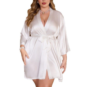 pajamas, women's large - size pajamas, loose and comfortable bathrobes, ice silk loungewear WP22376 - Negative Apparel