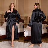 pajamas women's spring and autumn lace long - sleeved large - size pajamas loungewear WP22172 - Negative Apparel