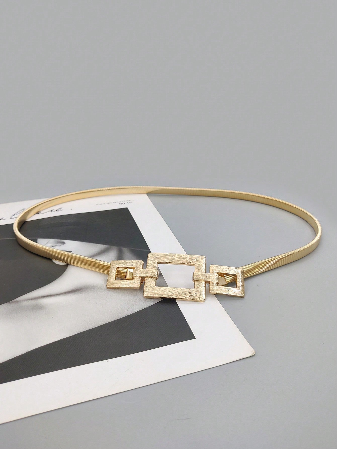 Party 1pc Gold - Color Elastic Metal Waist Chain Belt For Women's Dresses, Coats, Suitable For Daily Use - Negative Apparel