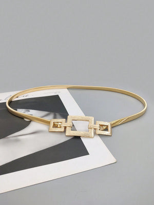 Party 1pc Gold - Color Elastic Metal Waist Chain Belt For Women's Dresses, Coats, Suitable For Daily Use - Negative Apparel