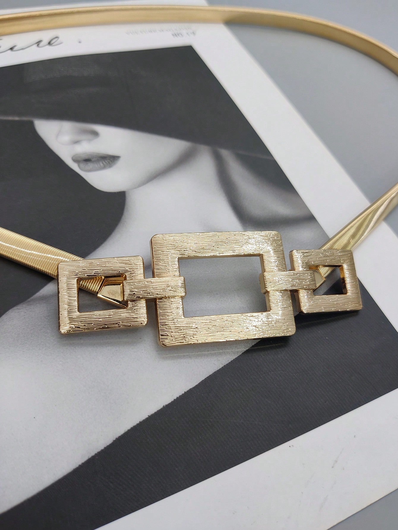 Party 1pc Gold - Color Elastic Metal Waist Chain Belt For Women's Dresses, Coats, Suitable For Daily Use - Negative Apparel
