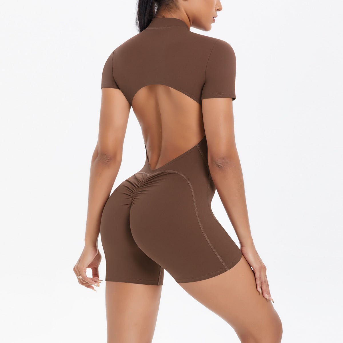 Peach Lift Zip Bodysuit | Sculpted. Breathable. Bold. - Negative Apparel