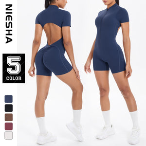 Peach Lift Zip Bodysuit | Sculpted. Breathable. Bold. - Negative Apparel