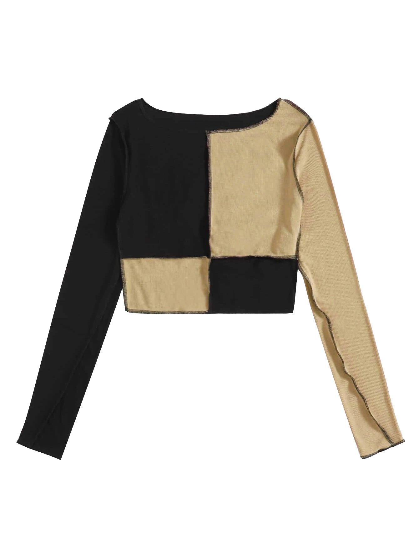 Plaid Long Sleeve T-Shirt - Matching casual round neck long - sleeved short tops - Negative Apparel