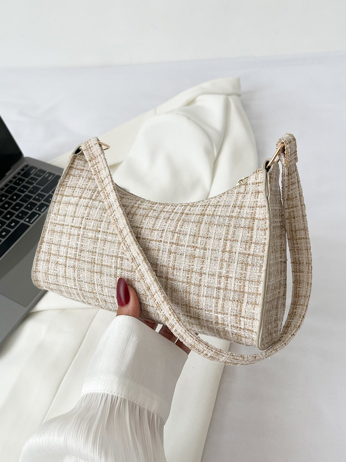 Plaid Pattern Bag Handbag - Negative Apparel