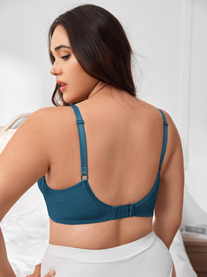 Plus Floral Jacquard Bow Front Push Up Bra - Negative Apparel