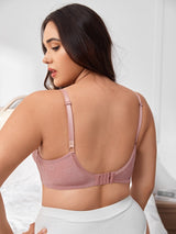 Plus Floral Jacquard Bow Front Push Up Bra - Negative Apparel