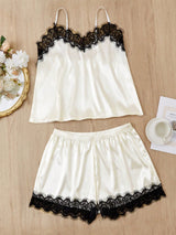 Plus Halloween Lace Trim Satin Cami Top & Shorts PJ Set / Pajama Set - Negative Apparel