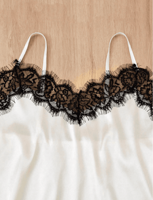 Plus Halloween Lace Trim Satin Cami Top & Shorts PJ Set / Pajama Set - Negative Apparel