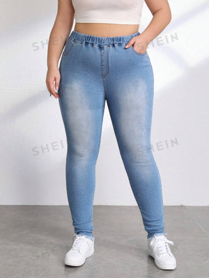 Plus Size Elastic Waist Jeans - Negative Apparel