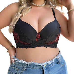 Plus size lace gathered bra ladies big bra - Negative Apparel