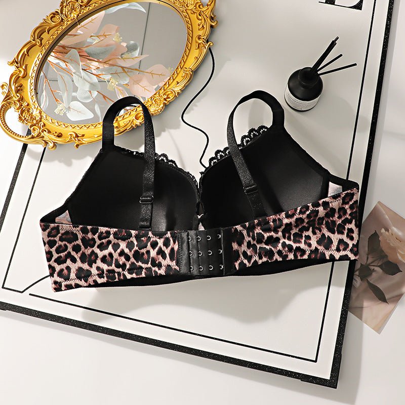 Plus Size Leopard print big chest with steel ring bra - Negative Apparel