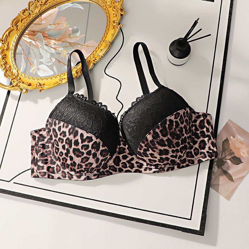 Plus Size Leopard print big chest with steel ring bra - Negative Apparel