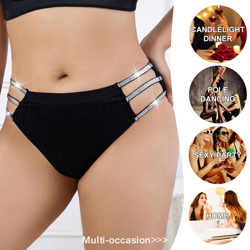 Plus size underwear seamless hollow upper support full hip coverage breathable comfortable thin belt mid - waist underwear for women - Negative Apparel