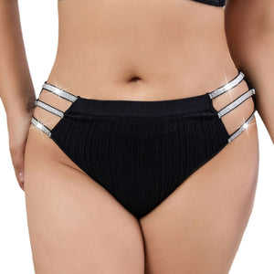 Plus size underwear seamless hollow upper support full hip coverage breathable comfortable thin belt mid - waist underwear for women - Negative Apparel