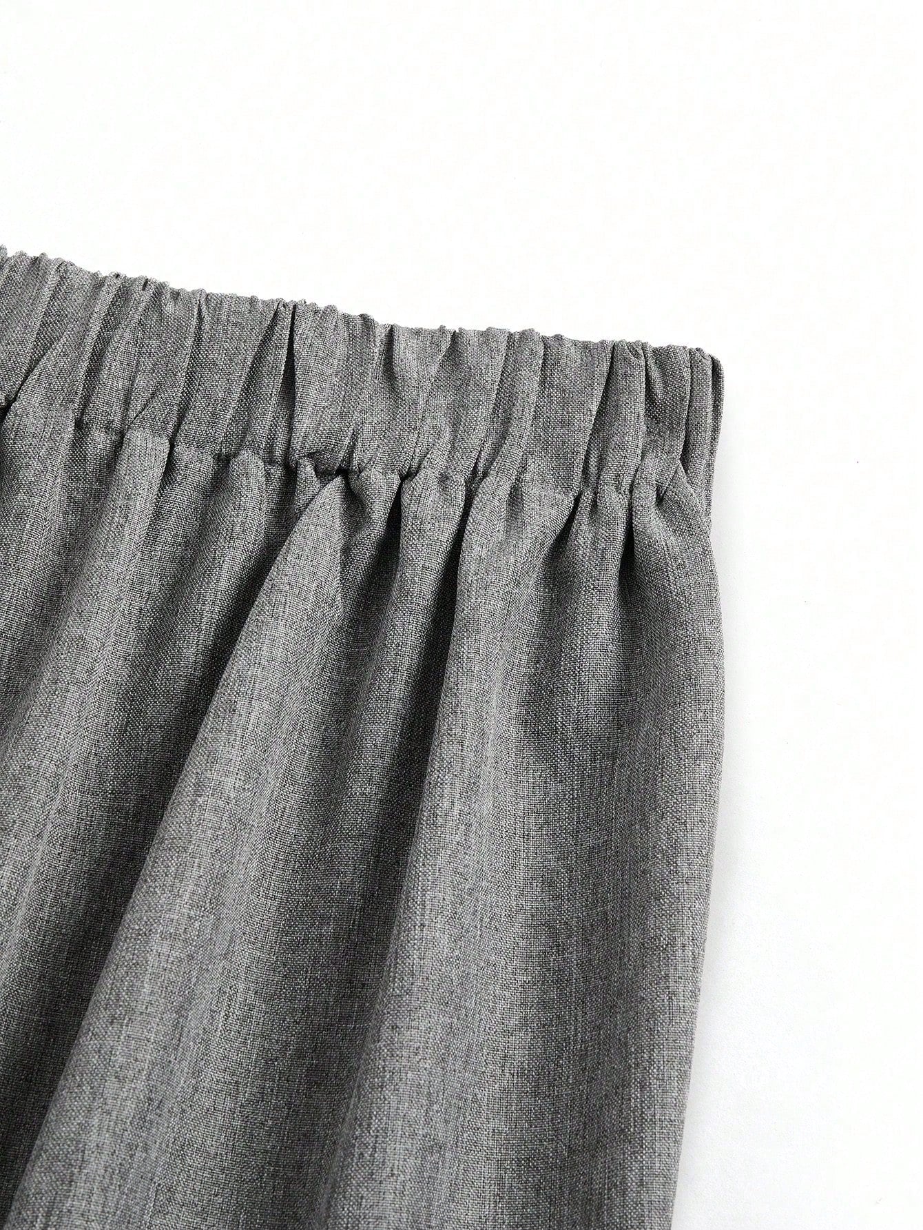 Plus Size Women Button Decorated Waist Crossed Front Seam Long Wide Leg Casual Pants - Negative Apparel