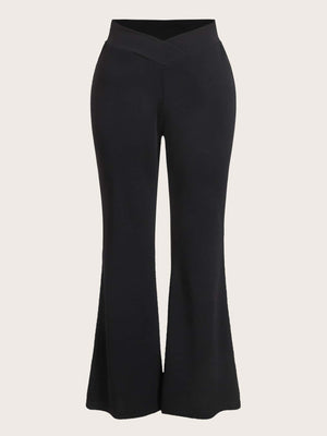 Plus Solid Flare Leg Pants - Negative Apparel