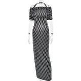 Polka Dot Elegance — Halter Neck High Waist Long Dress - Negative Apparel