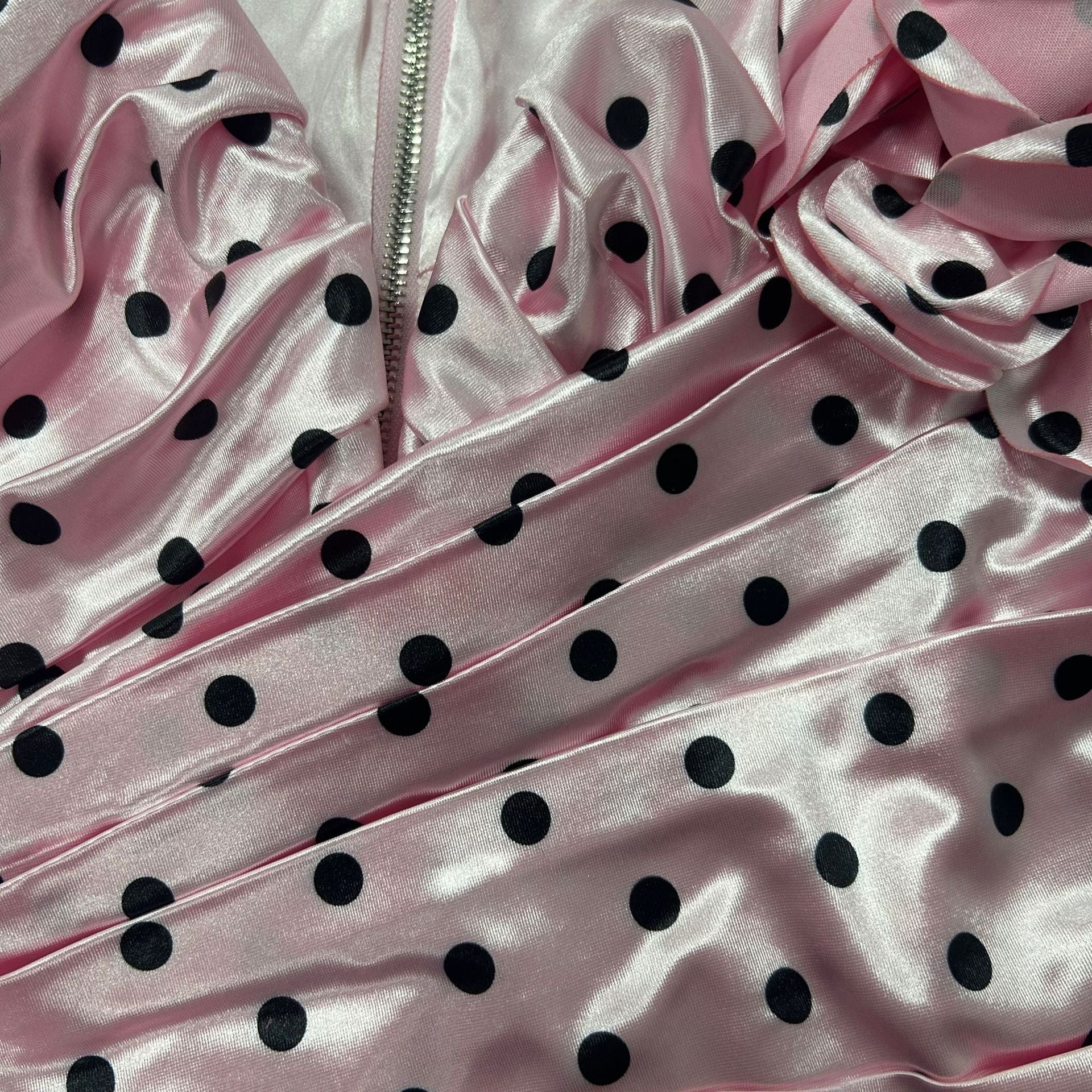 Polka Dot Promenade | Deep V - Neck 3D Floral Mini Dress - Negative Apparel
