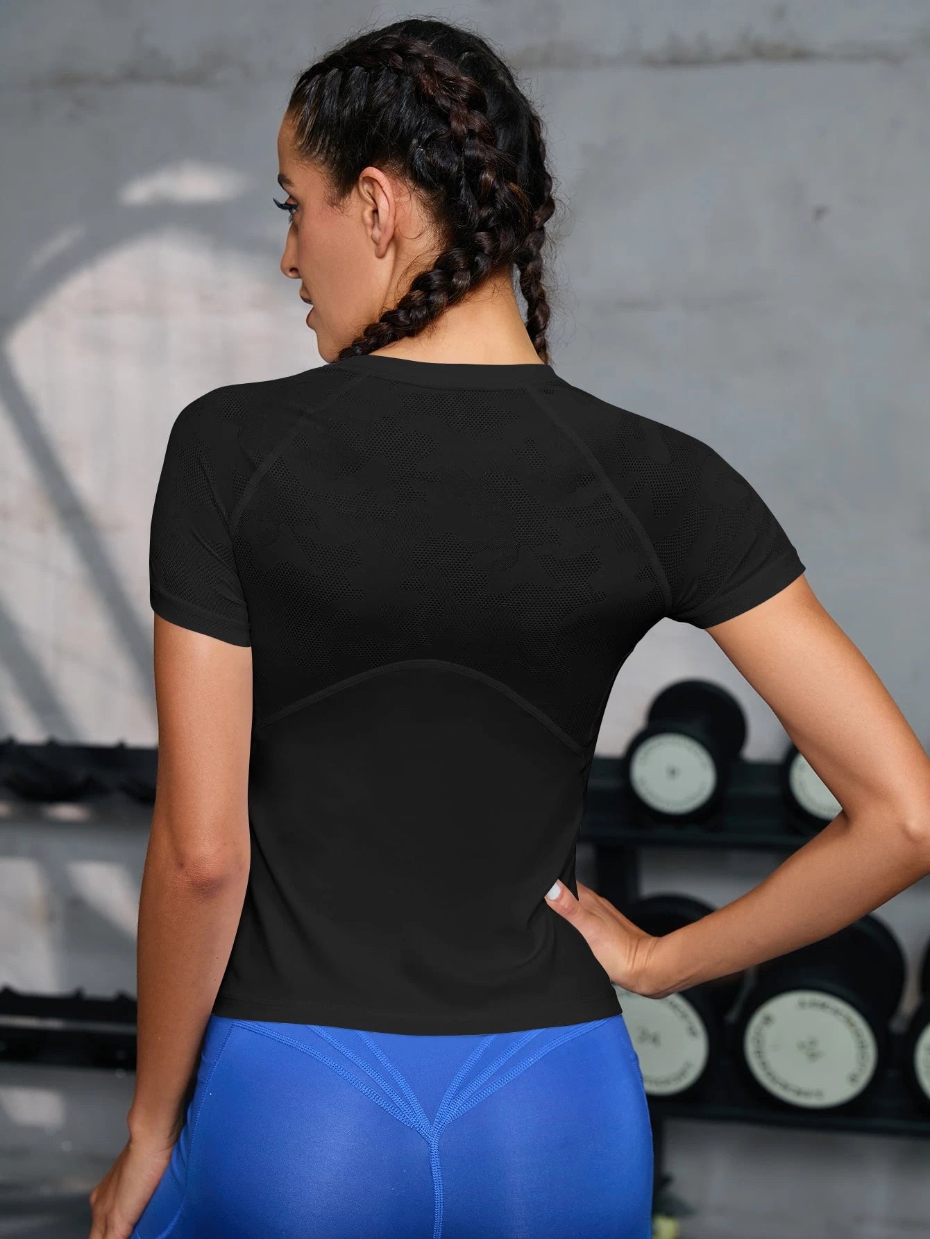 Powerista Solid Raglan Sleeve Sports Tee Fitted Shirt Compression Shirt - Negative Apparel