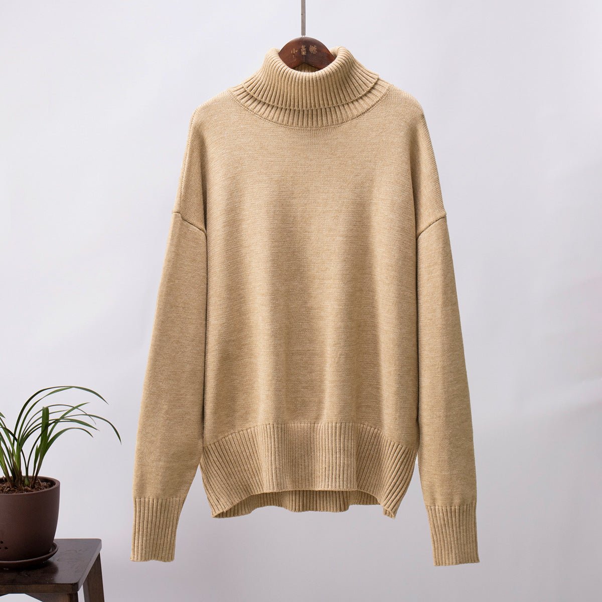 Premium solid color turtleneck sweater - Negative Apparel