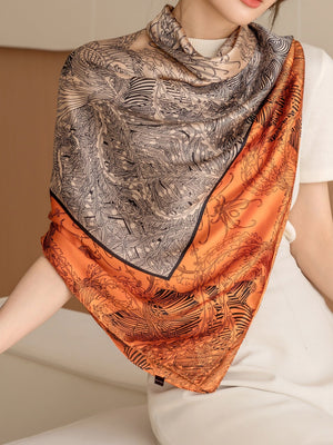 Printed Silk Scarf/Square Scarf Women Bandana Top Stylish Design Scarf - Negative Apparel