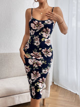 Privé Floral Print Split Hem Cami Dress - Negative Apparel