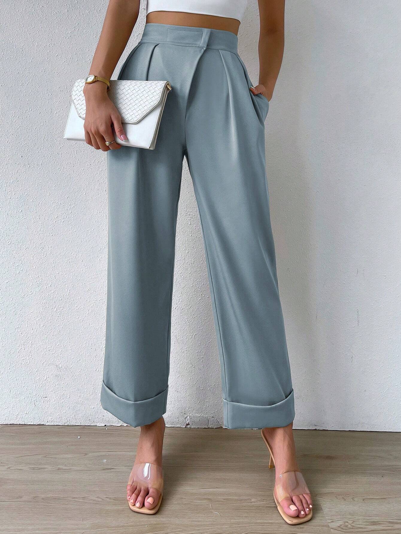 Privé High Waist Plicated Detail Wide Leg Pants - Negative Apparel