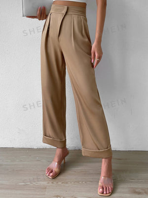 Privé High Waist Plicated Detail Wide Leg Pants - Negative Apparel