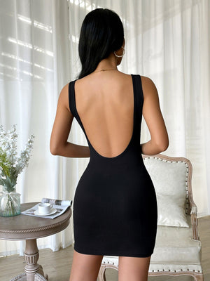 Privé Solid Backless Bodycon Dress - Negative Apparel