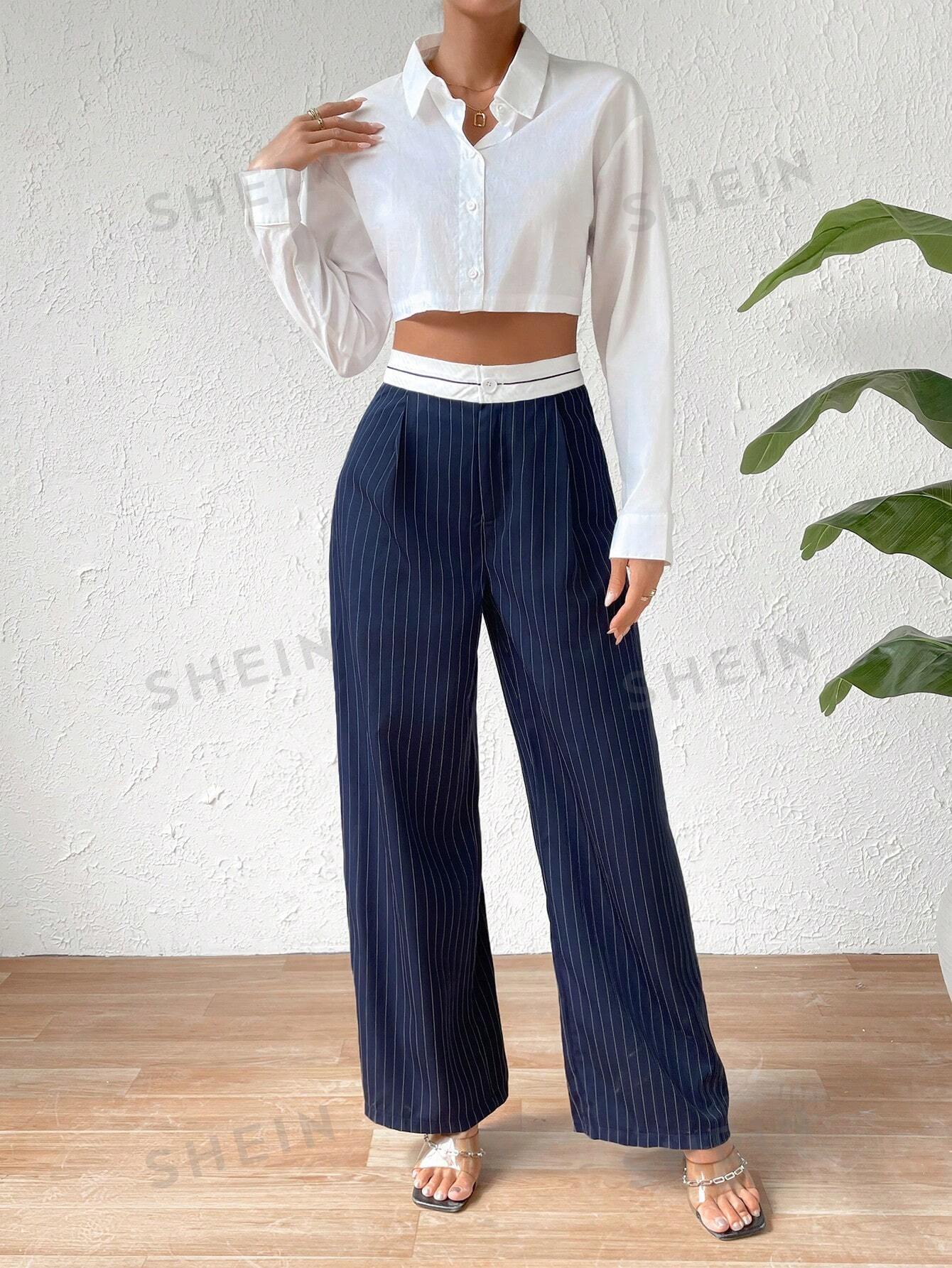 Privé Striped Print Wide Leg Pants - Negative Apparel