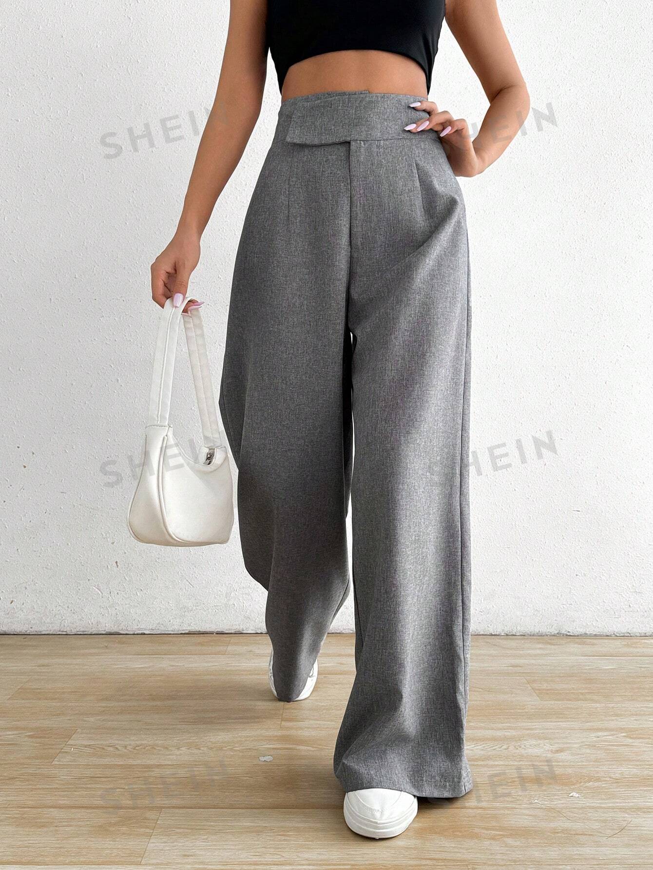 Privé Women's Casual Asymmetrical High Waisted Wide Leg Pants - Negative Apparel