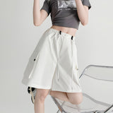 Pure cotton washed shorts women's summer new loose straight overalls casual spice wide - leg sports five - point medium pants - Negative Apparel