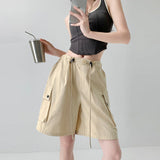 Pure cotton washed shorts women's summer new loose straight overalls casual spice wide - leg sports five - point medium pants - Negative Apparel