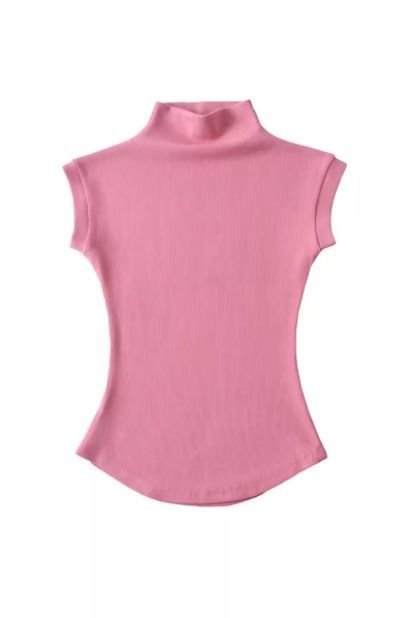 Pure desire style small high collar white short - sleeved T-shirt female summer cami top - Negative Apparel