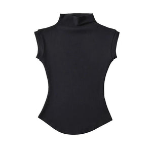 Pure desire style small high collar white short - sleeved T-shirt female summer cami top - Negative Apparel