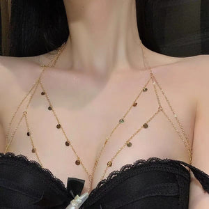 Pure desire style sxy metal body chain clavicle chain ins light luxury chest chain - Negative Apparel