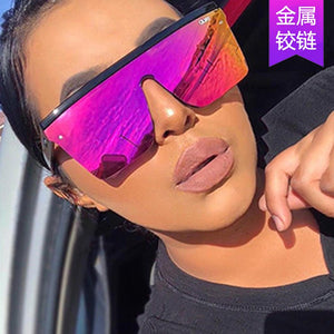 Purple sunglasses trendy large frame one - piece sunglasses - Negative Apparel