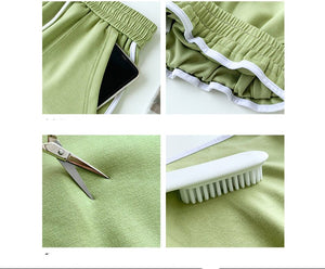 [Quality hemming] Green shorts women's summer casual wear wide - leg pants women's pants tail goods wholesale three - point hot pants - Negative Apparel