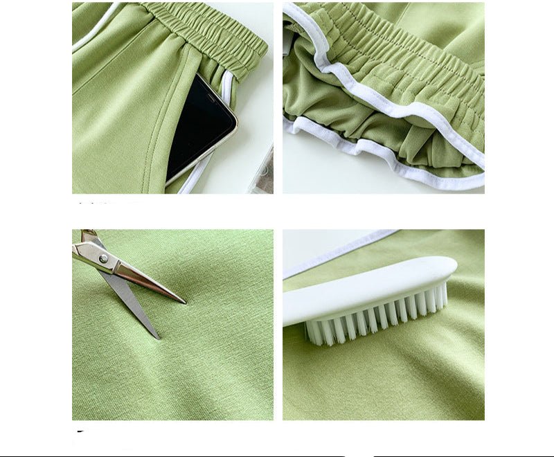[Quality hemming] Green shorts women's summer casual wear wide - leg pants women's pants tail goods wholesale three - point hot pants - Negative Apparel