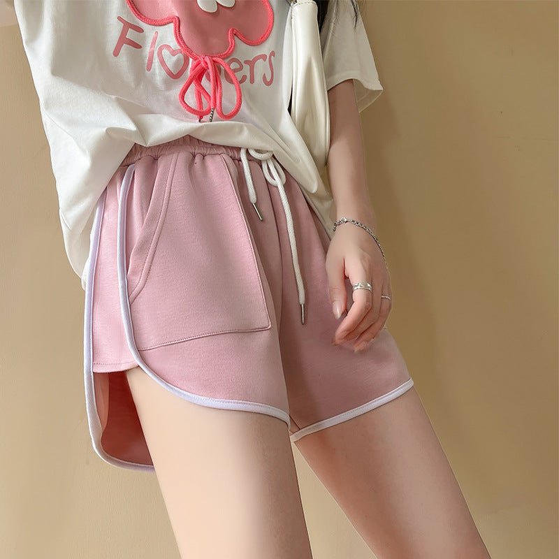 [Quality hemming] Green shorts women's summer casual wear wide - leg pants women's pants tail goods wholesale three - point hot pants - Negative Apparel