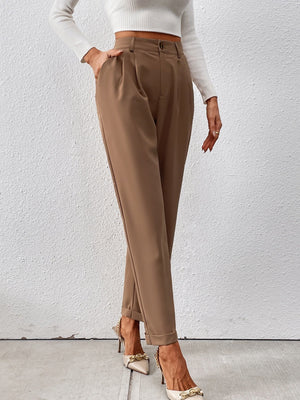 Raffinéa High Waist Plicated Detail Suit Pants - Negative Apparel