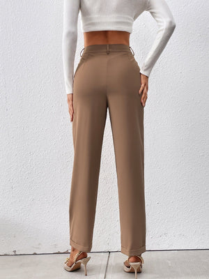 Raffinéa High Waist Plicated Detail Suit Pants - Negative Apparel