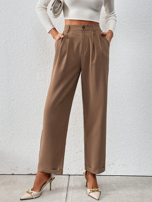 Raffinéa High Waist Plicated Detail Suit Pants - Negative Apparel