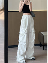 Retro overalls women's summer thin 2025 new thin casual American wide - leg pants high - waisted women's sweatpants - Negative Apparel