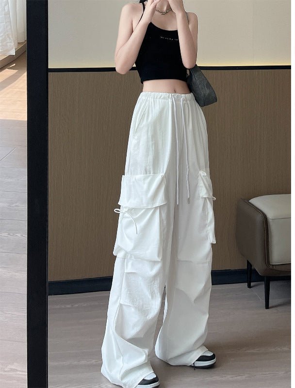 Retro overalls women's summer thin 2025 new thin casual American wide - leg pants high - waisted women's sweatpants - Negative Apparel