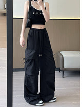 Retro overalls women's summer thin 2025 new thin casual American wide - leg pants high - waisted women's sweatpants - Negative Apparel