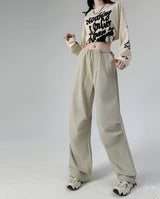 Retro style overalls women's pants women's summer thin high waist straight parachute pants casual wide leg sports pants - Negative Apparel