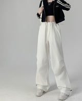 Retro style overalls women's pants women's summer thin high waist straight parachute pants casual wide leg sports pants - Negative Apparel