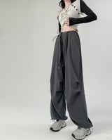 Retro style overalls women's pants women's summer thin high waist straight parachute pants casual wide leg sports pants - Negative Apparel